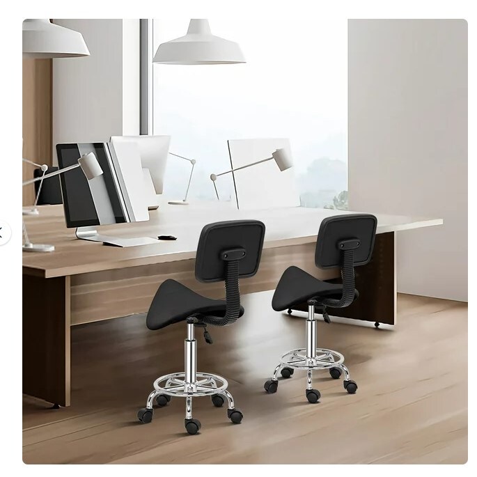 Saddle Stool Rolling Chair with Adjustable Hydraulic Salon Stool for Medical Massage, Kitchen, and Spa Drafting