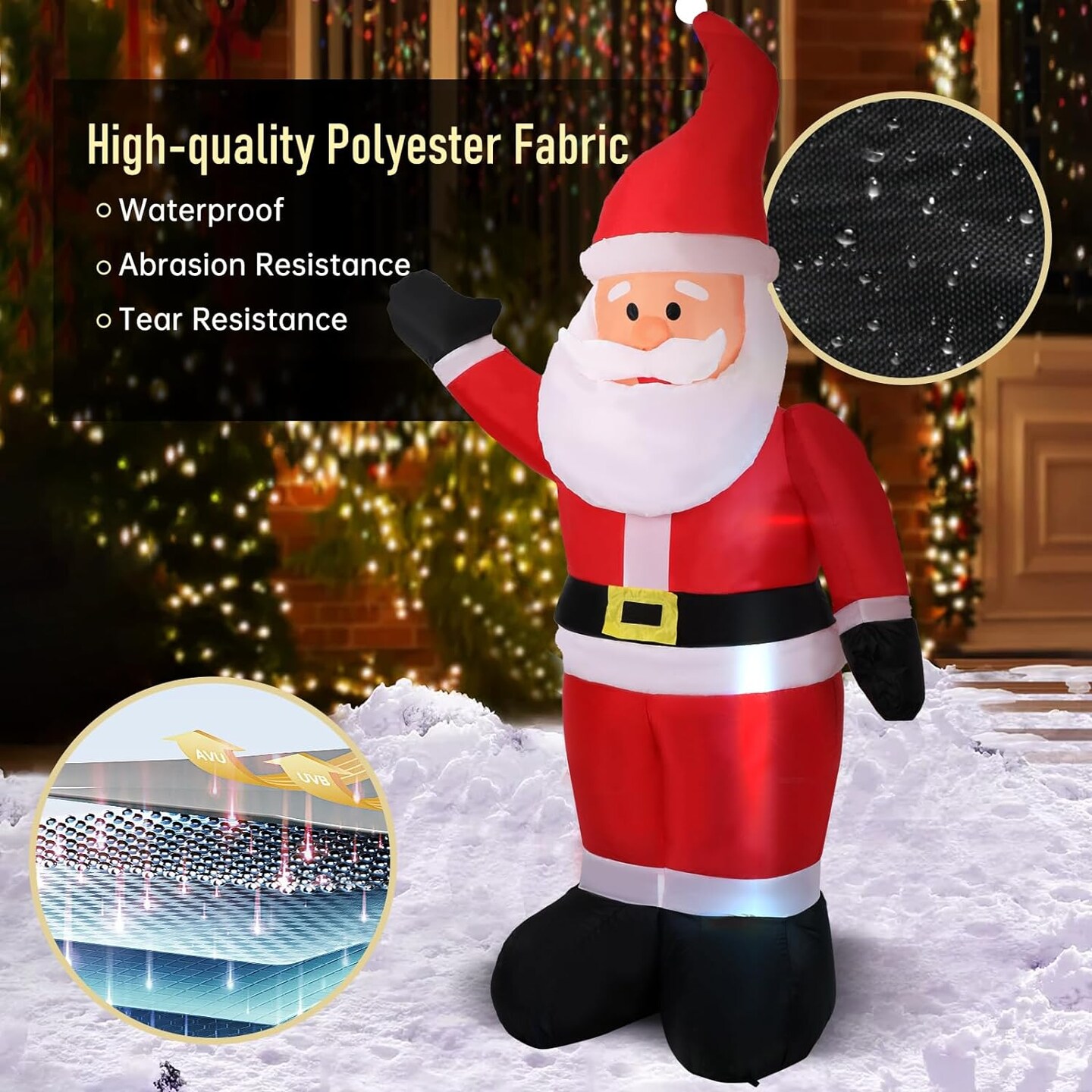 2.5FT Christmas Inflatable Outdoor Santa Claus with Built-in LED Light