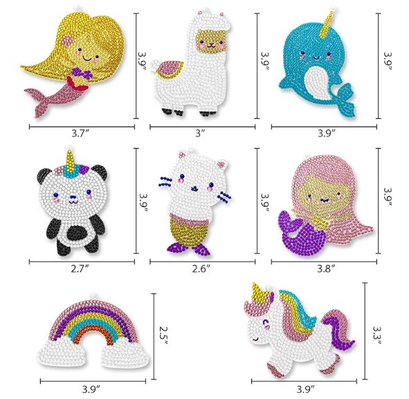 8 Diamond Painting Keychains Kit for Girls Crafts - Gem Art Kits for Kids - Kawaii Diamond Art Keychains Kits for Crafts - Diamond Art for Kids - Gem Stickers for Crafts (8 Pack, Girls)