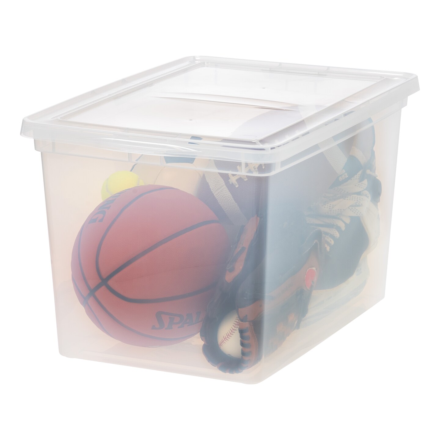 IRIS USA 68 Qt Clear Storage Box, BPA-Free Plastic Stackable Bin with Lid, Containers to Organize Closet Shelves, Clothes, Blankets, Towels, 6 Pack