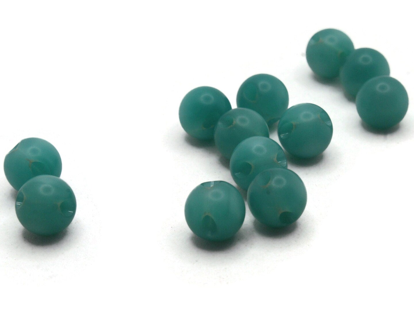 12 9mm 3/8 Inch Green Vintage Moonglow Lucite Round Ball Buttons