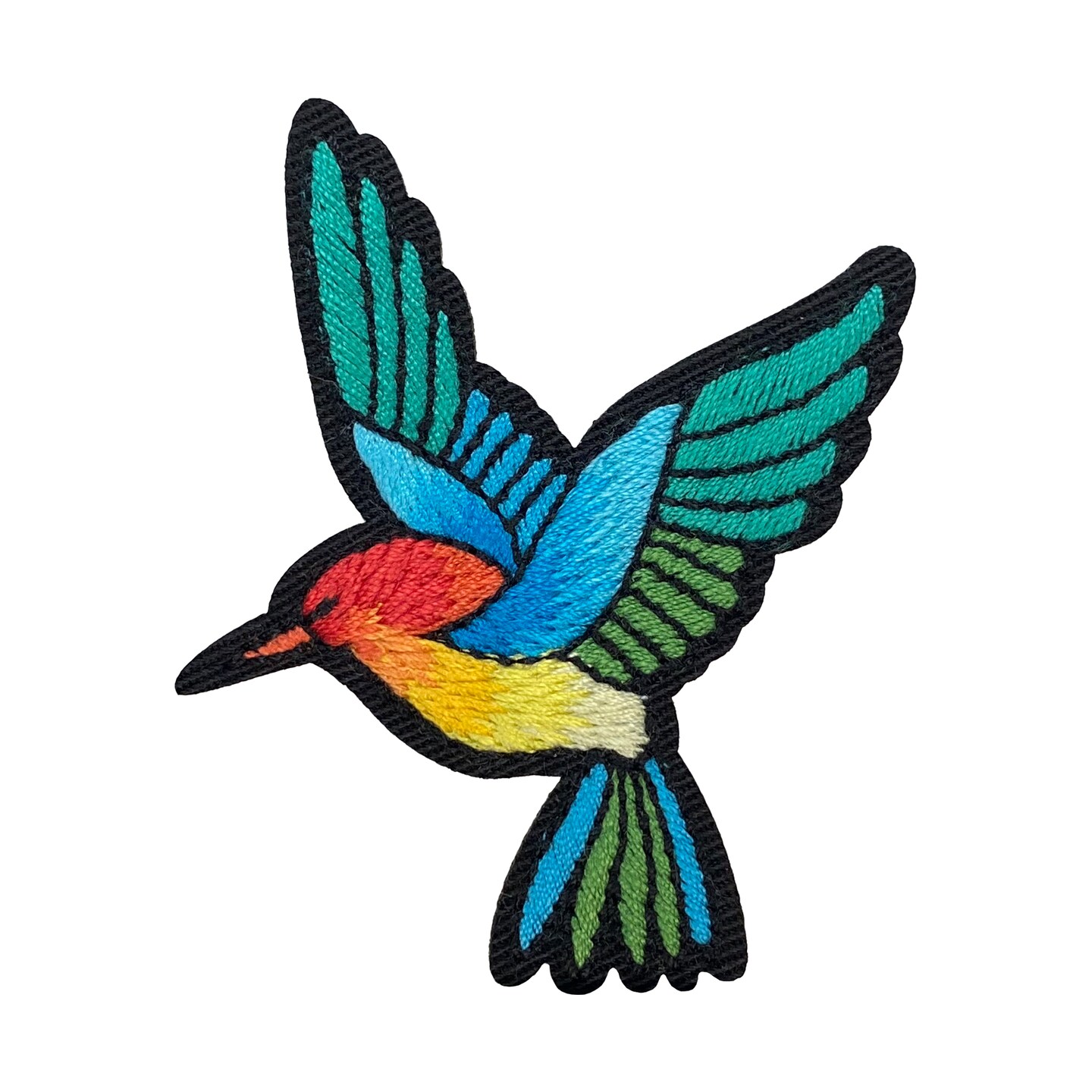 Hummingbird, Jewel-Tones, Embroidered, Iron on Patch