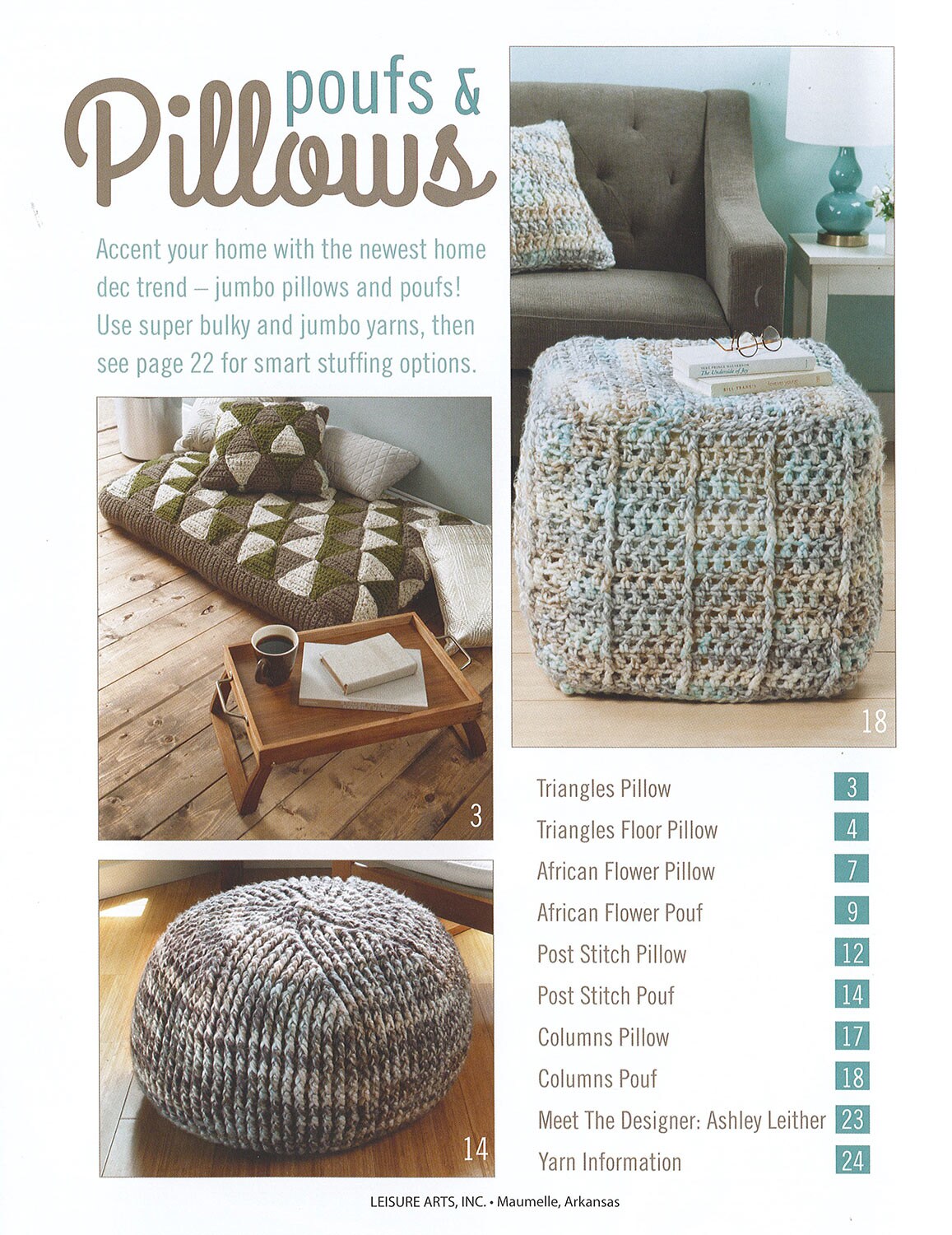 Leisure Arts Poufs and Pillows Crochet Book