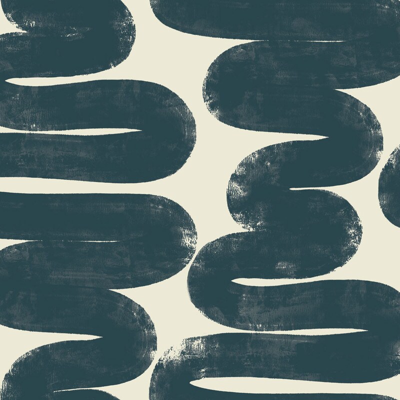 Tempaper Wiggle Room by Bobby Berk Peel and Stick Wallpaper Blue/Cream