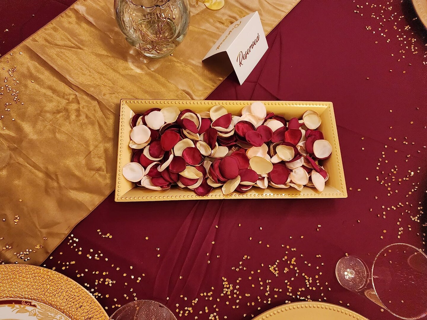 200PCS Silk Rose Petals Burgundy Gold Pink Wedding Supplies Flower Girl Basket Table Aisle Runner Confetti Valentine&#x27;s Day Decoration