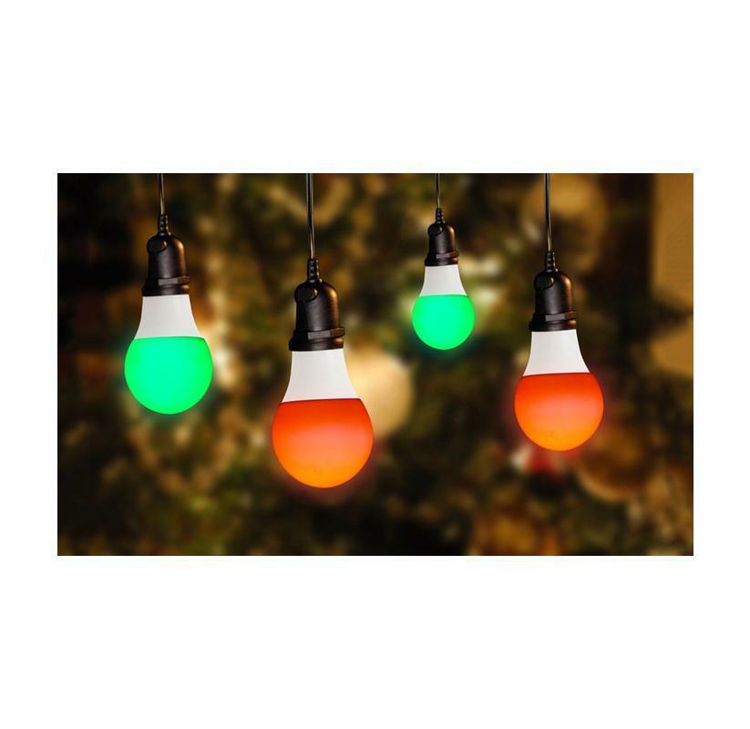 Red and Green Holiday LED Light Bulbs.