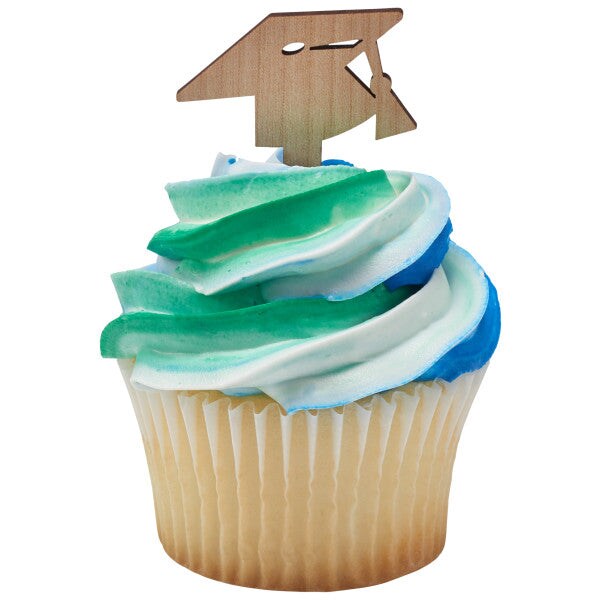 Grad Cap DecoPics&#xAE; Cupcake Decoration, 12ct