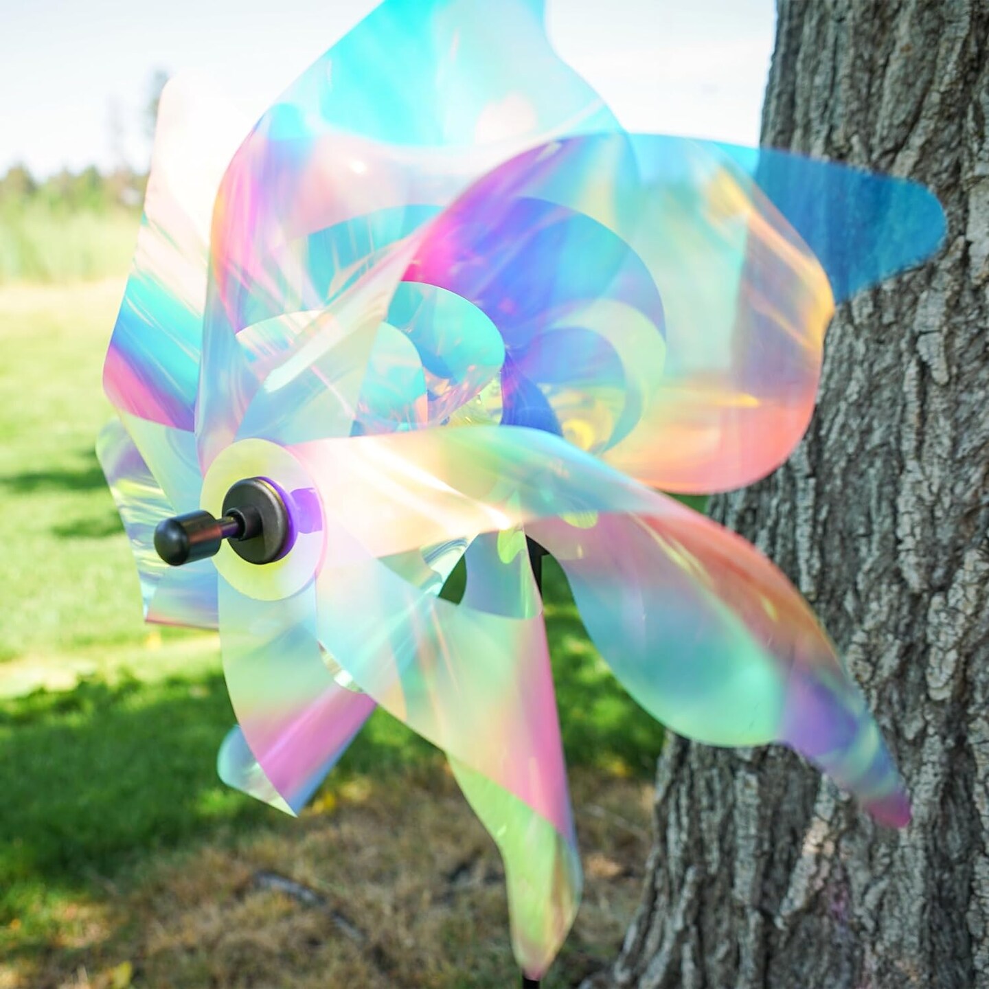 18-inch Striped Iridescent Pinwheel Spinner