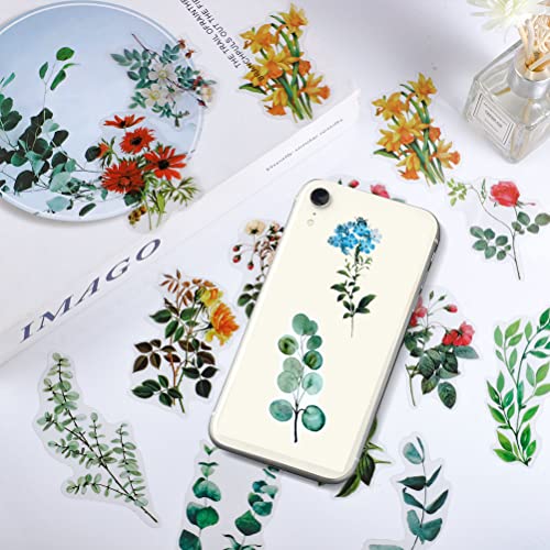 80 PCS Natural Vintage Flower Stickers for Scrapbooking, Self-Adhesive Scrapbooking Stickers Supplies Journal for Adult Card Making Letters DIY (Style D)