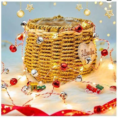 Christmas String Lights, 7.2ft 20 LEDs Battery Powered Jingle Bell Lights for Indoor, Xmas Tree, Fireplace, Gift Decor (Red/Silver)