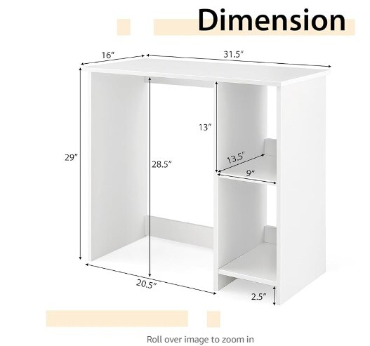 Little White Desk with Shelves, Sturdy Desk for Little Area, Study Writing Desk with Two Tier Shelves, Laptop Desk, PC Desk, Children's Desk, Modern Simple Style
