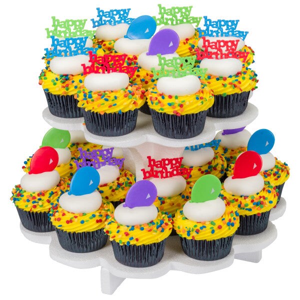Happy Birthday and Balloons DecoPics&#xAE; Cupcake Decoration, 12ct