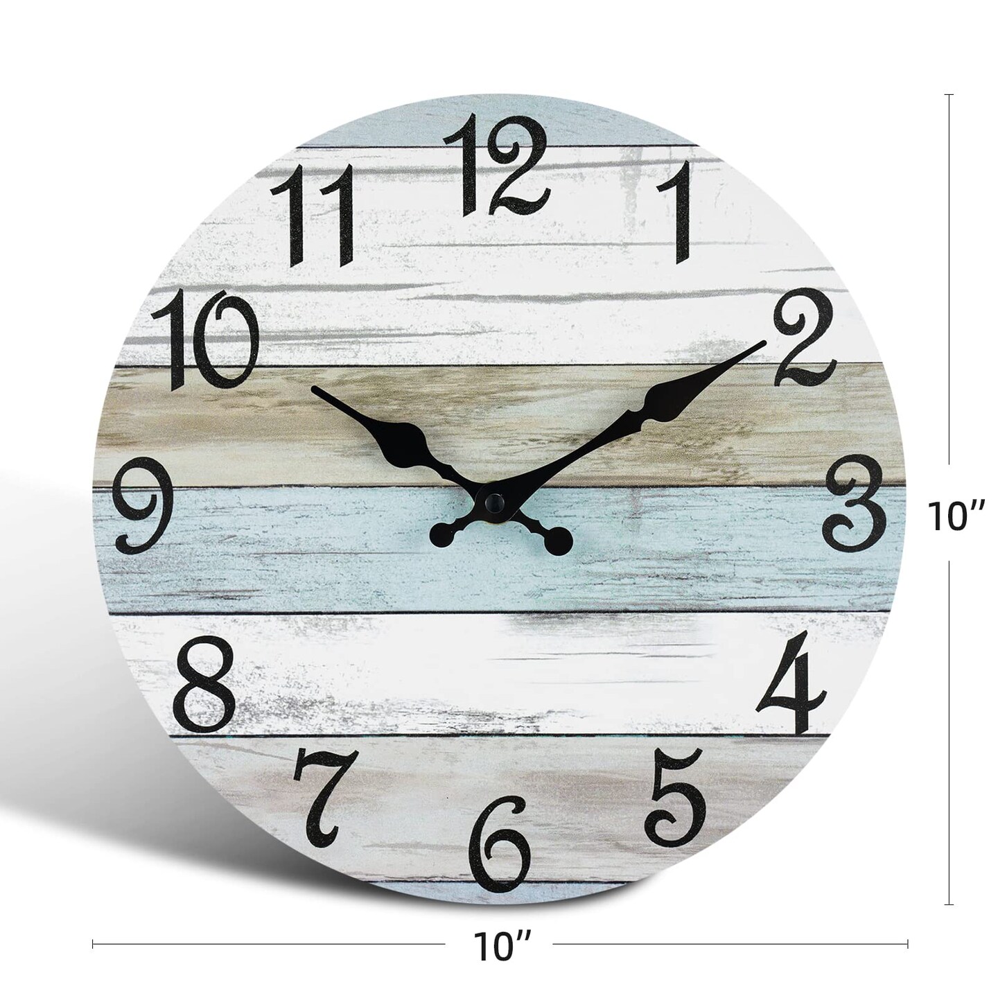 Wall Clock Silent Non Ticking Battery Operated, Rustic Coastal Country Clock Decorative for Bathroom Kitchen Bedroom Living Room(10 Inch)
