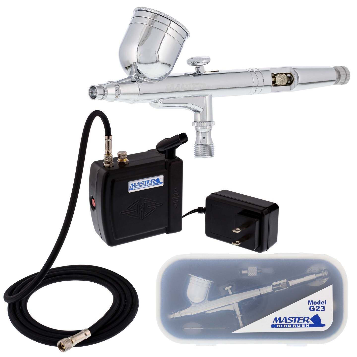 Master Performance G23 Airbrush Kit with Mini Portable TC-22 Compressor,  Air Hose & Case, Bundle - King Soopers