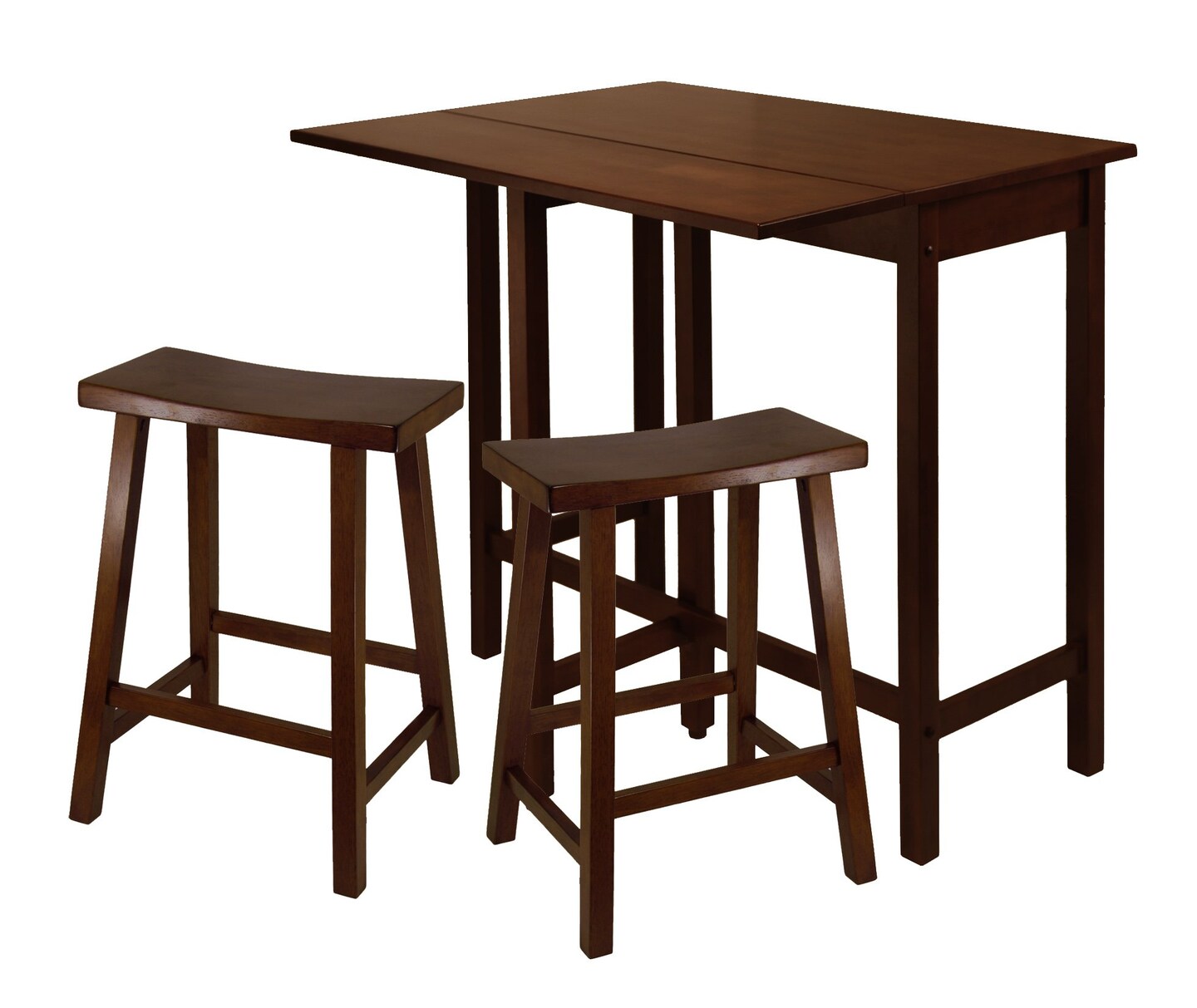 Winsome Lynnwood 3 Piece High Drop Leaf Table with 24 in. Saddle Seat ...