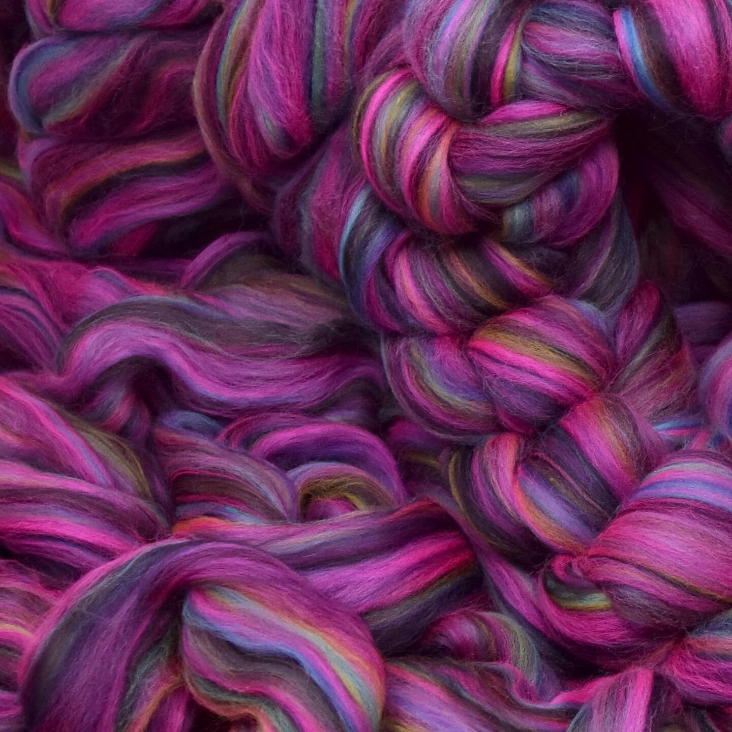 Colorful Designer Merino Wool Combed Top Roving for Spinning and Felting. Limited Edition. Night Fever