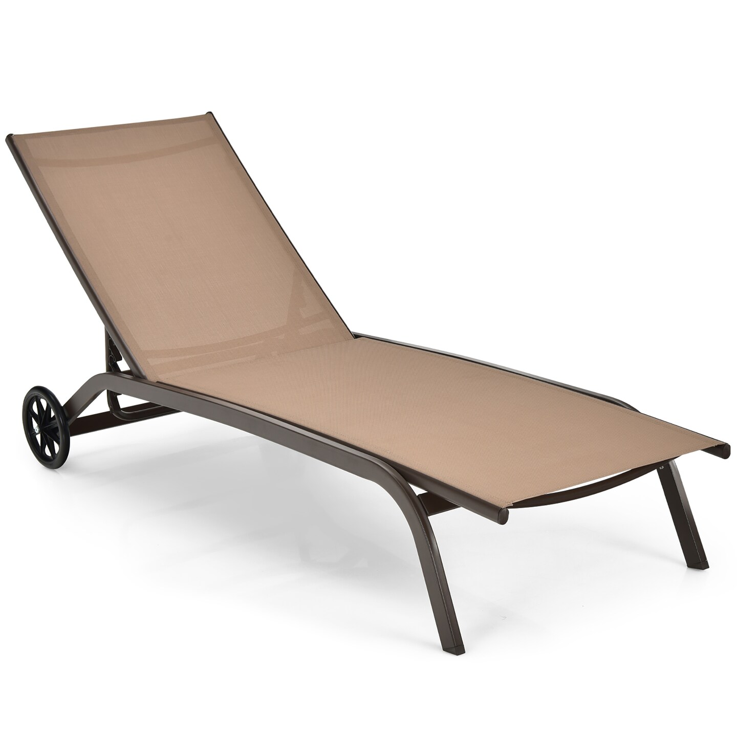 Costway Outdoor Adjustable Chaise Lounge Patio 6-Position Recliner with Wheels