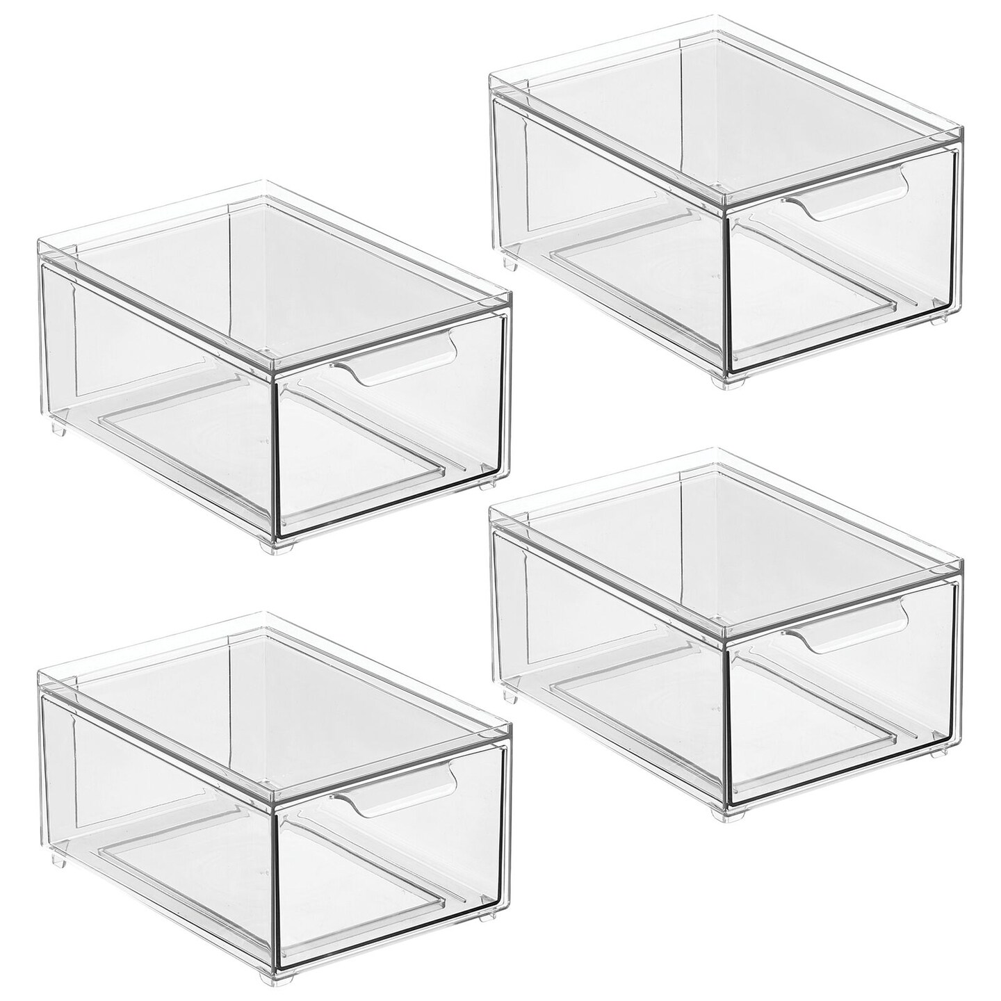 mDesign Stacking Plastic Storage Kitchen Bin with Pull-Out Drawers