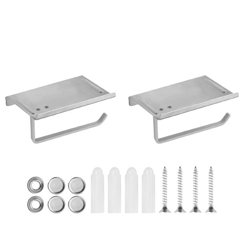 Wall-Mounted Toilet Paper Holder with Mobile Phone Storage Shelf