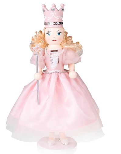Sugar Plum Fairy 14 Inch Traditional Wooden Nutcracker, Festive Christmas Décor for Shelves and Tables