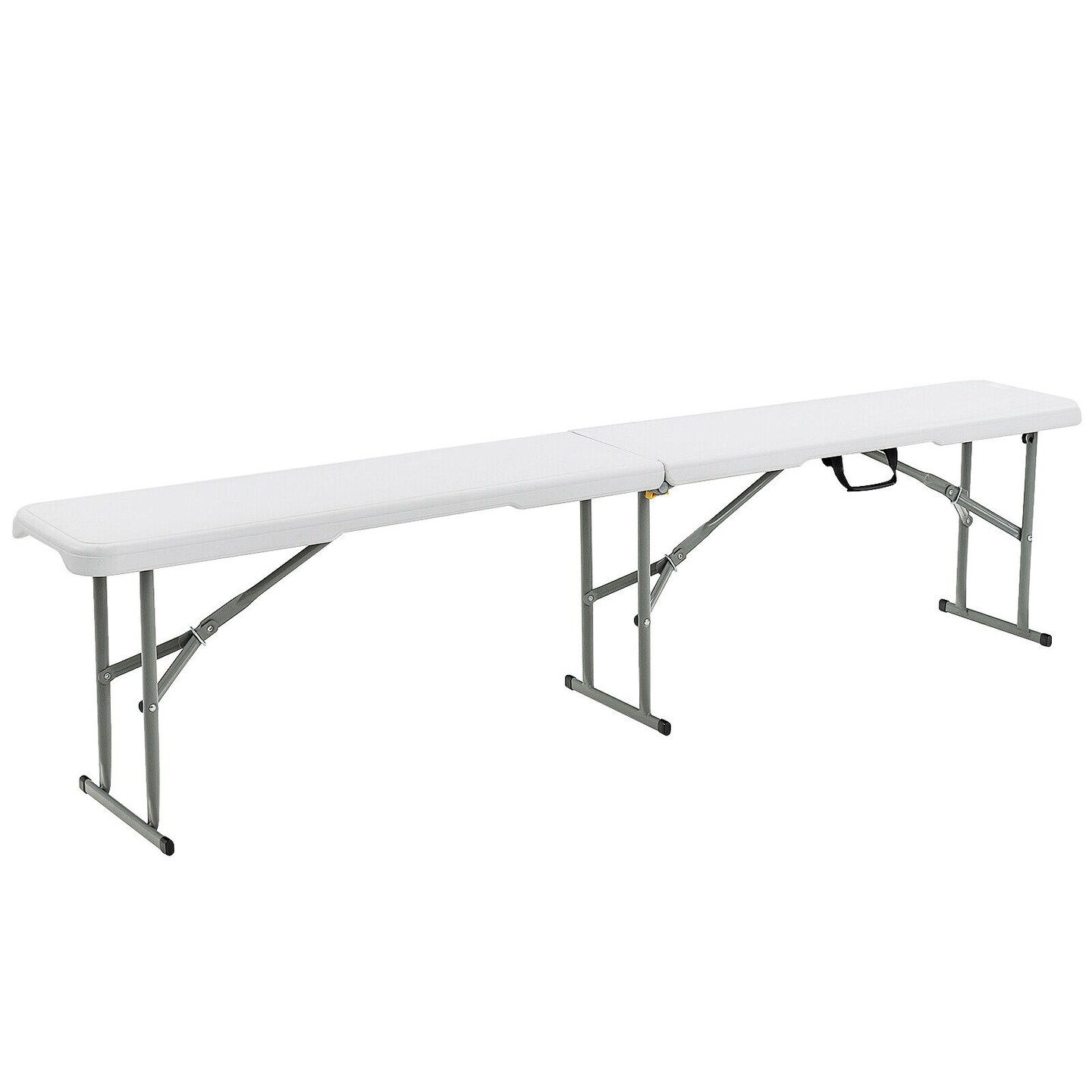 White Grey HDPE Iron Folding Bench Portable Outdoor Indoor Picnic Camping 550 lbs