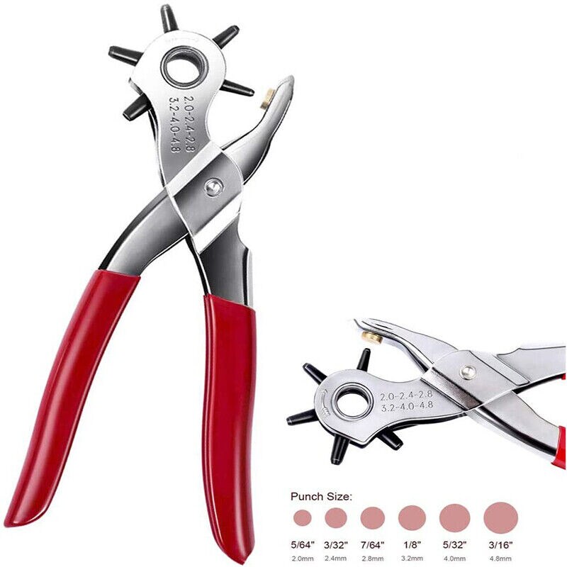 Kitcheniva Leather Hole Punch Hand Pliers Belt Holes 6 Sized Puncher 9"