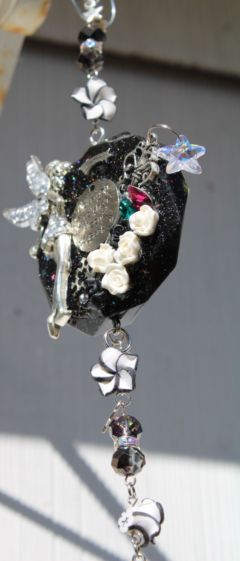 starry night fairy, ornament, suncatcher, home decoration adorned glass  beads and hanging crystal .