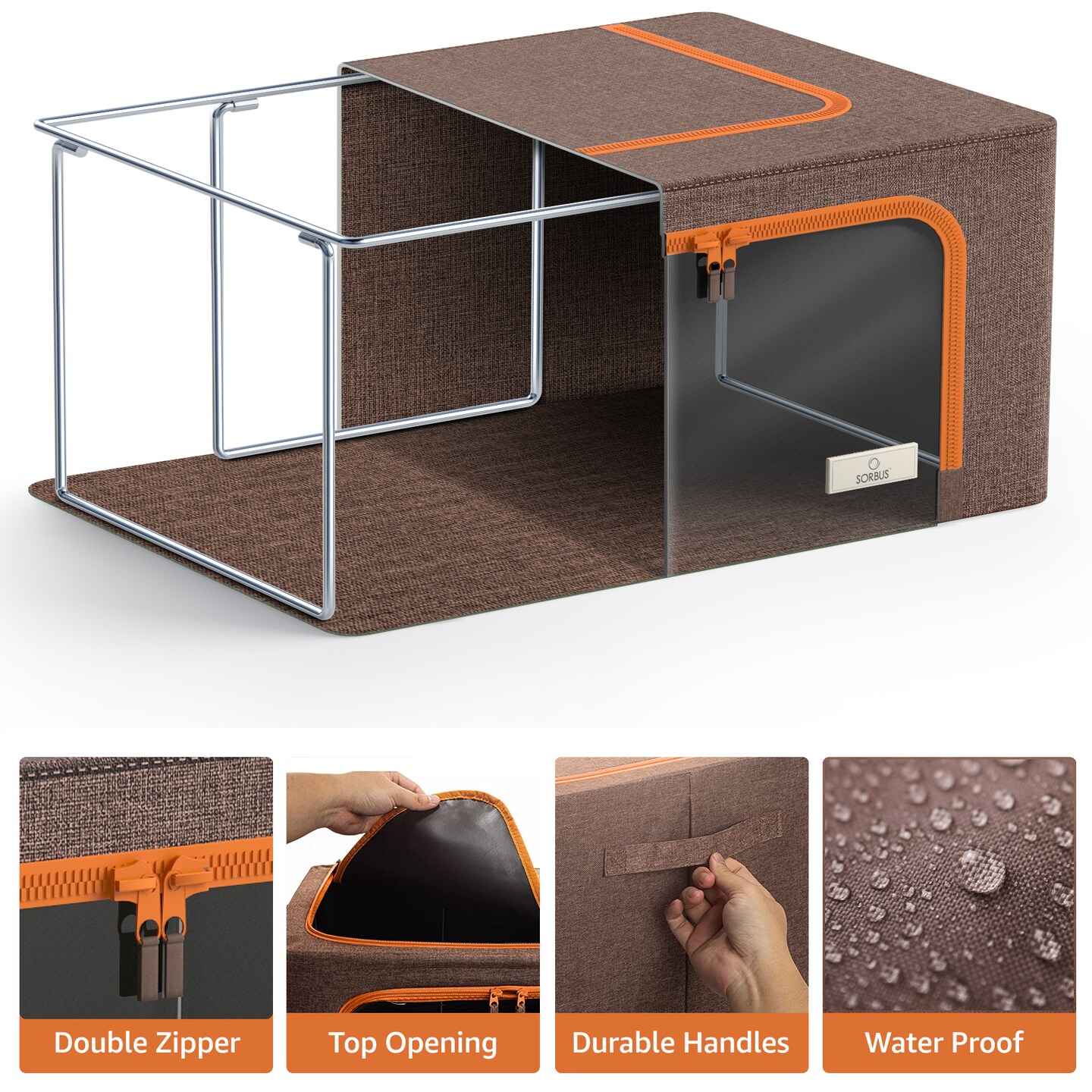 Sorbus Fabric Storage Bins - Stackable, Foldable Organizer, with Clear Window (Set of 2)