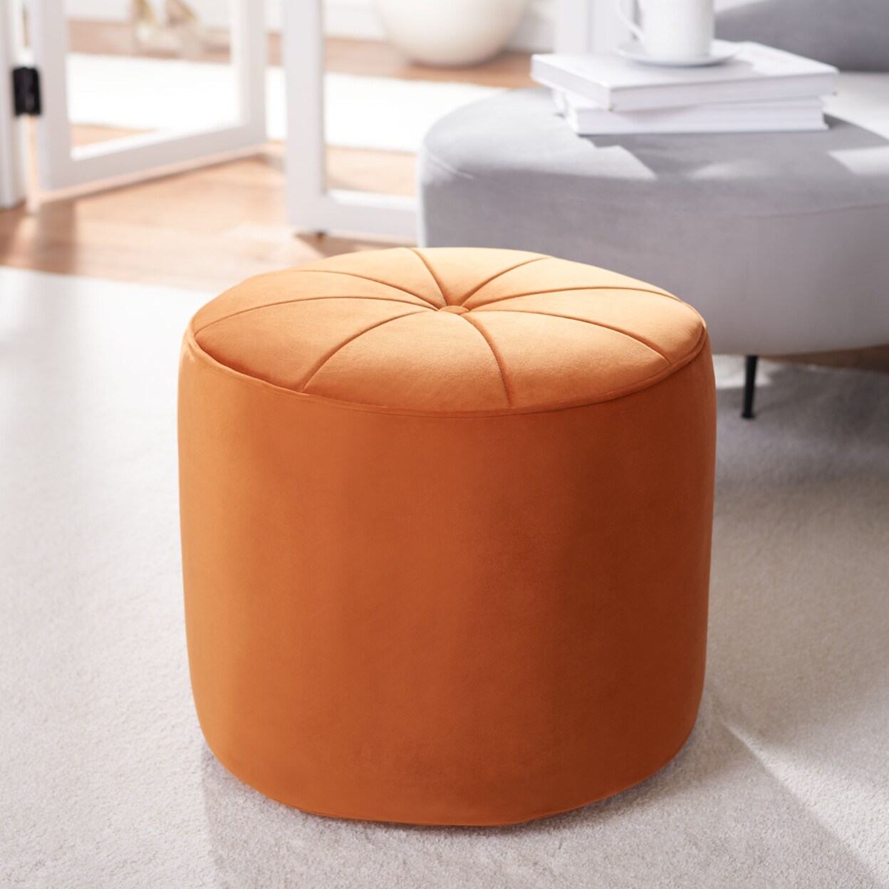 Safavieh   Hawkem Cylinder Ottoman Orange