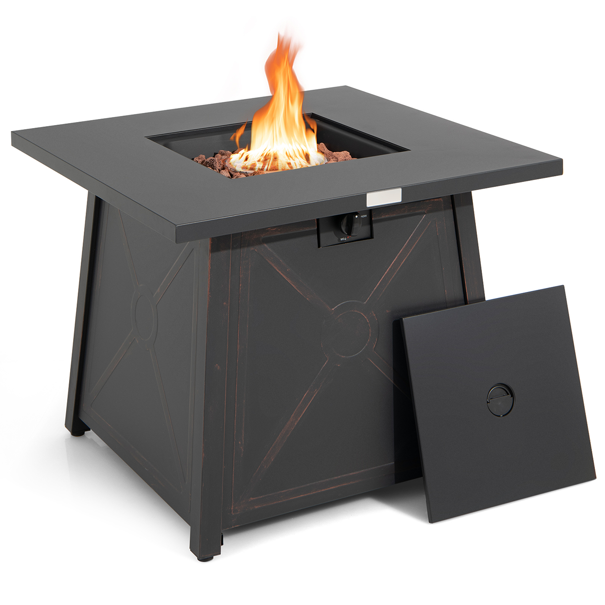 30 Inch Square Propane Gas Fire Table with Waterproof PVC Cloth Cover