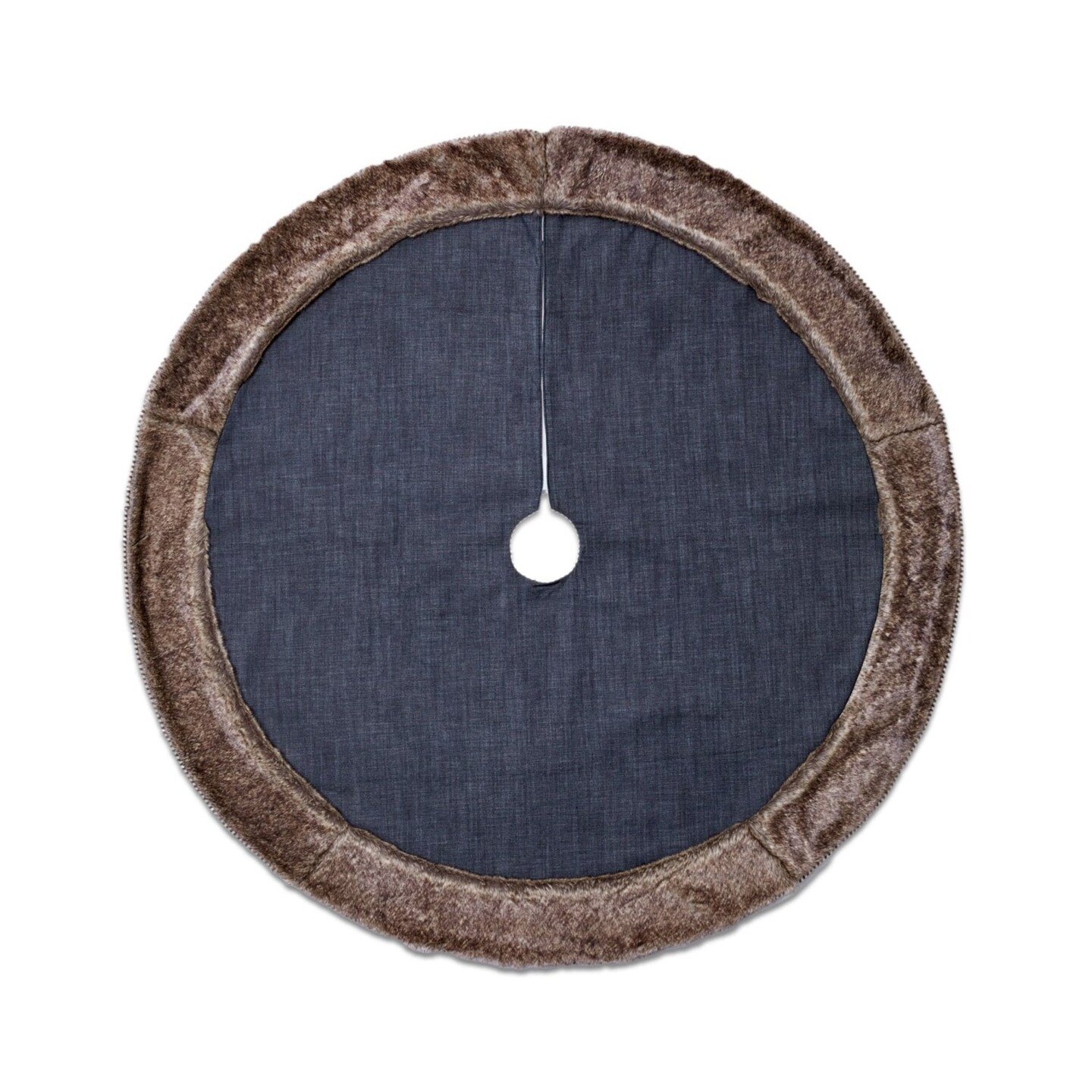 Dress Denim Tree Skirt with Faux Fur Trim - 66&#x22;
