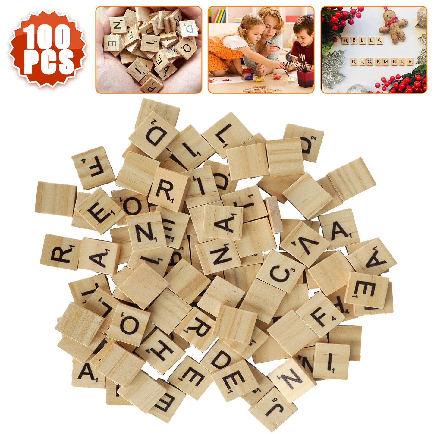 Wooden Scrabble Tiles for Crafts and Game Letter Replacement