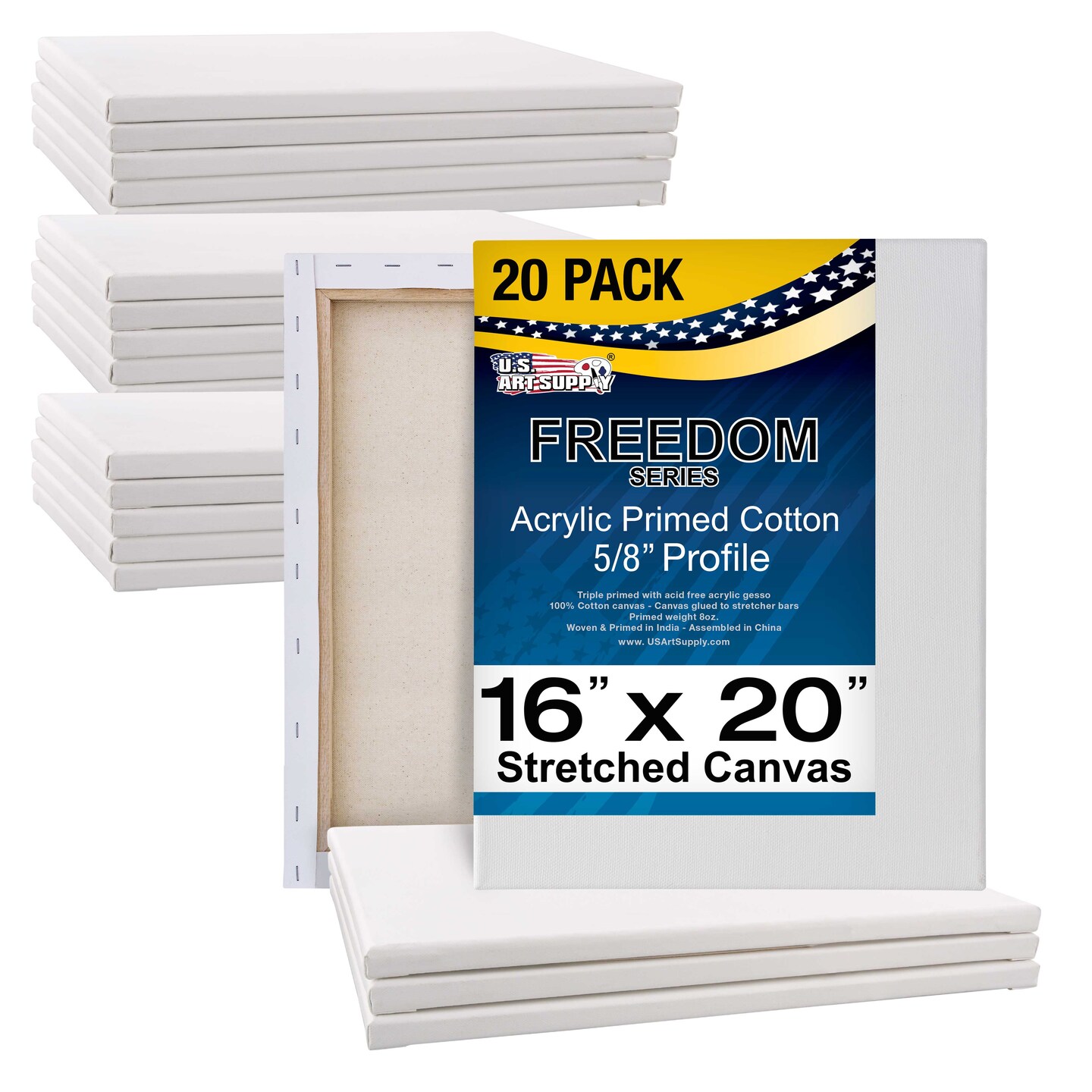 16 x 20 inch Stretched Canvas Super Value 20-Pack - Triple Primed ...