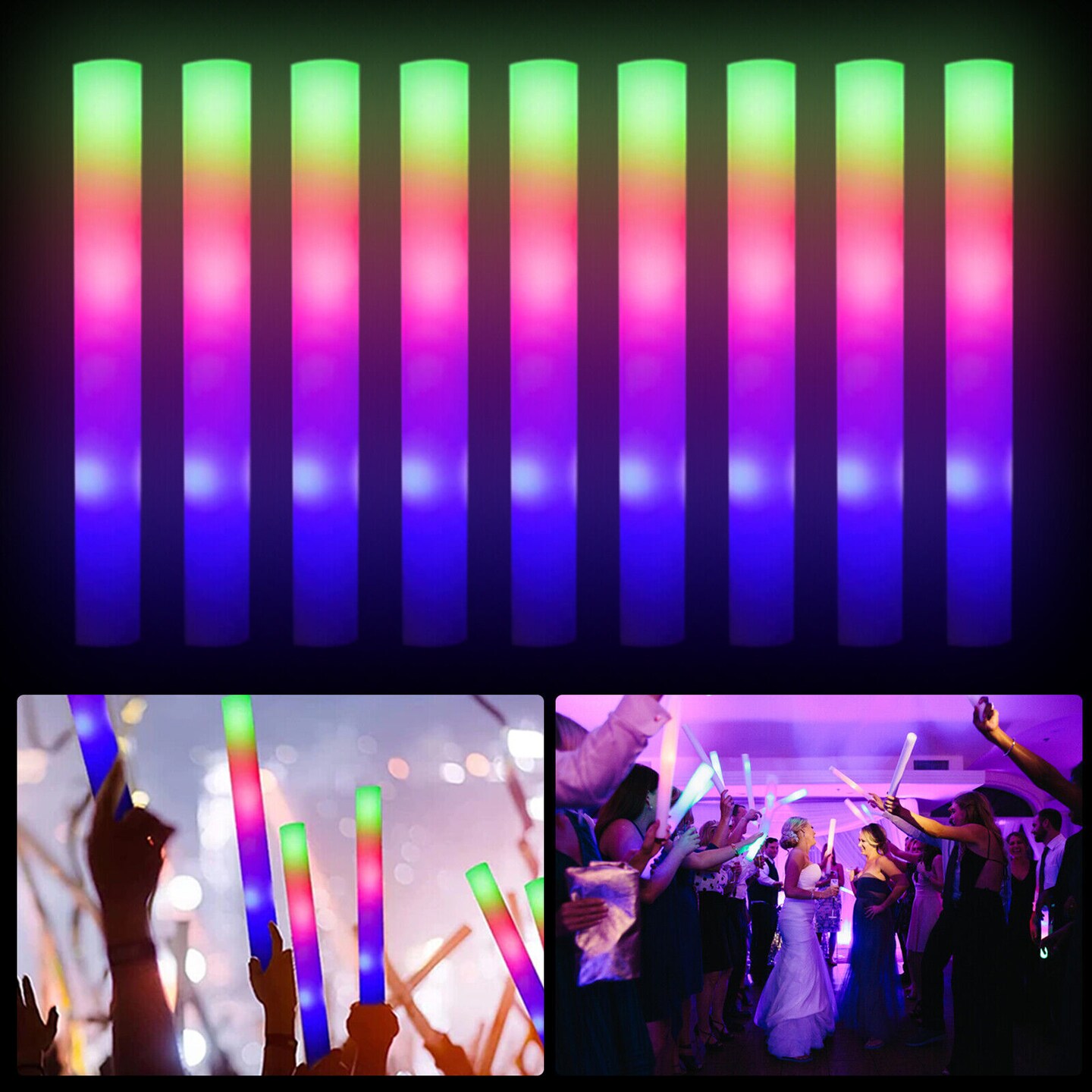 Great Choice Products 100Pcs 18.9 Led Light Up Foam Sticks