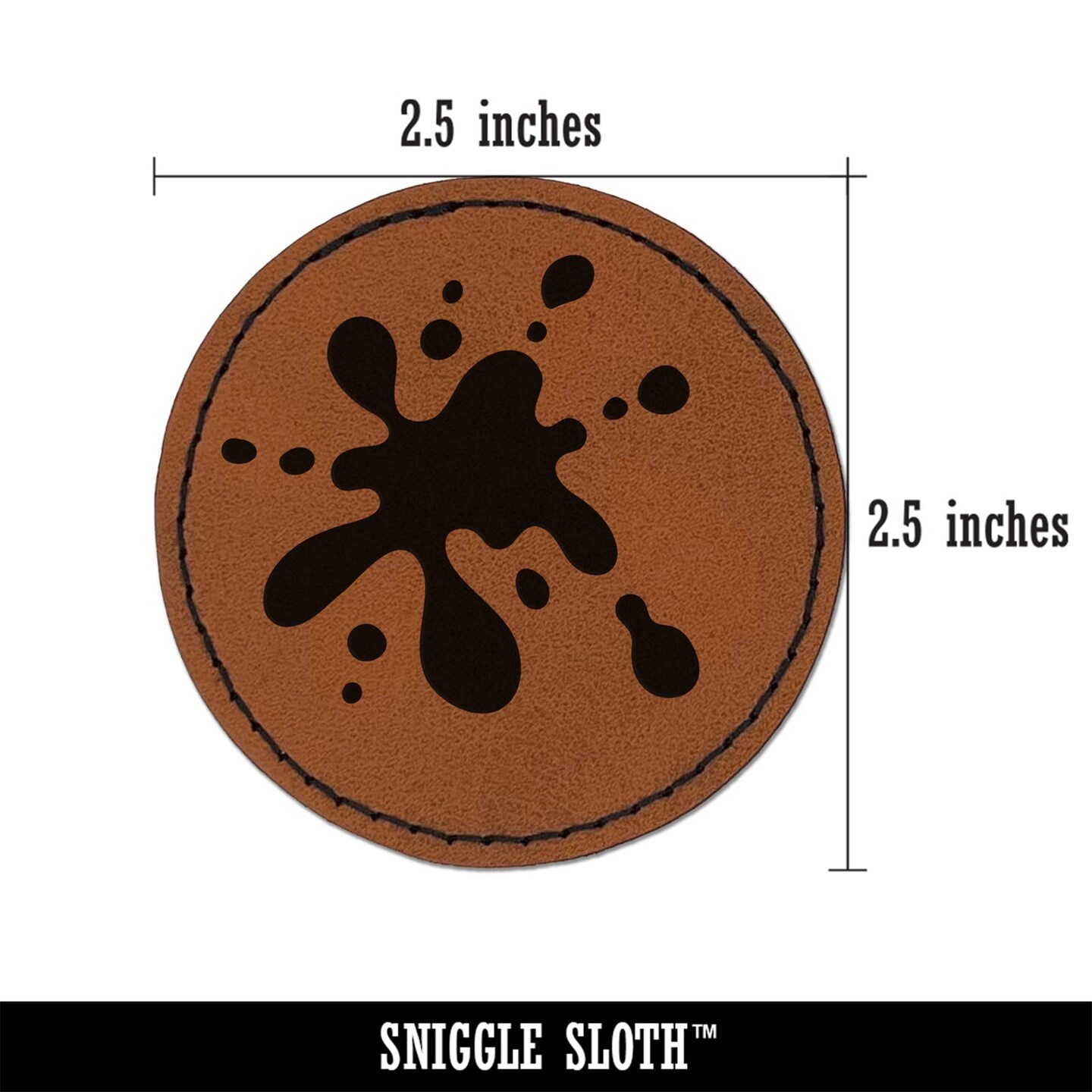 Paint Ink Blood Spatter Splat Drip Round Iron-On Engraved Faux Leather Patch Applique - 2.5"