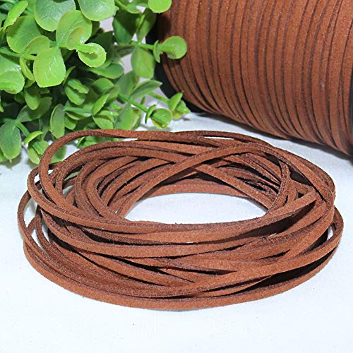 2.6mm Suede Cord, 100 Yards Flat Faux Leather Cord for Jewelry Making, Necklace and Bracelet Making, Dream Catchers and DIY Crafts (Brown)