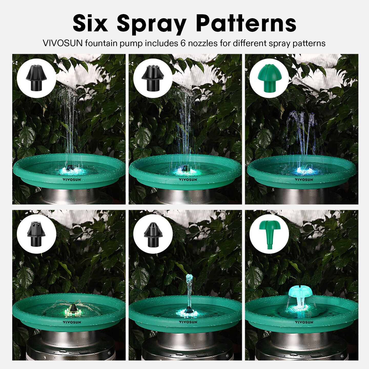 VIVOSUN Powered Fountain Set with 12 Colorful LED Light