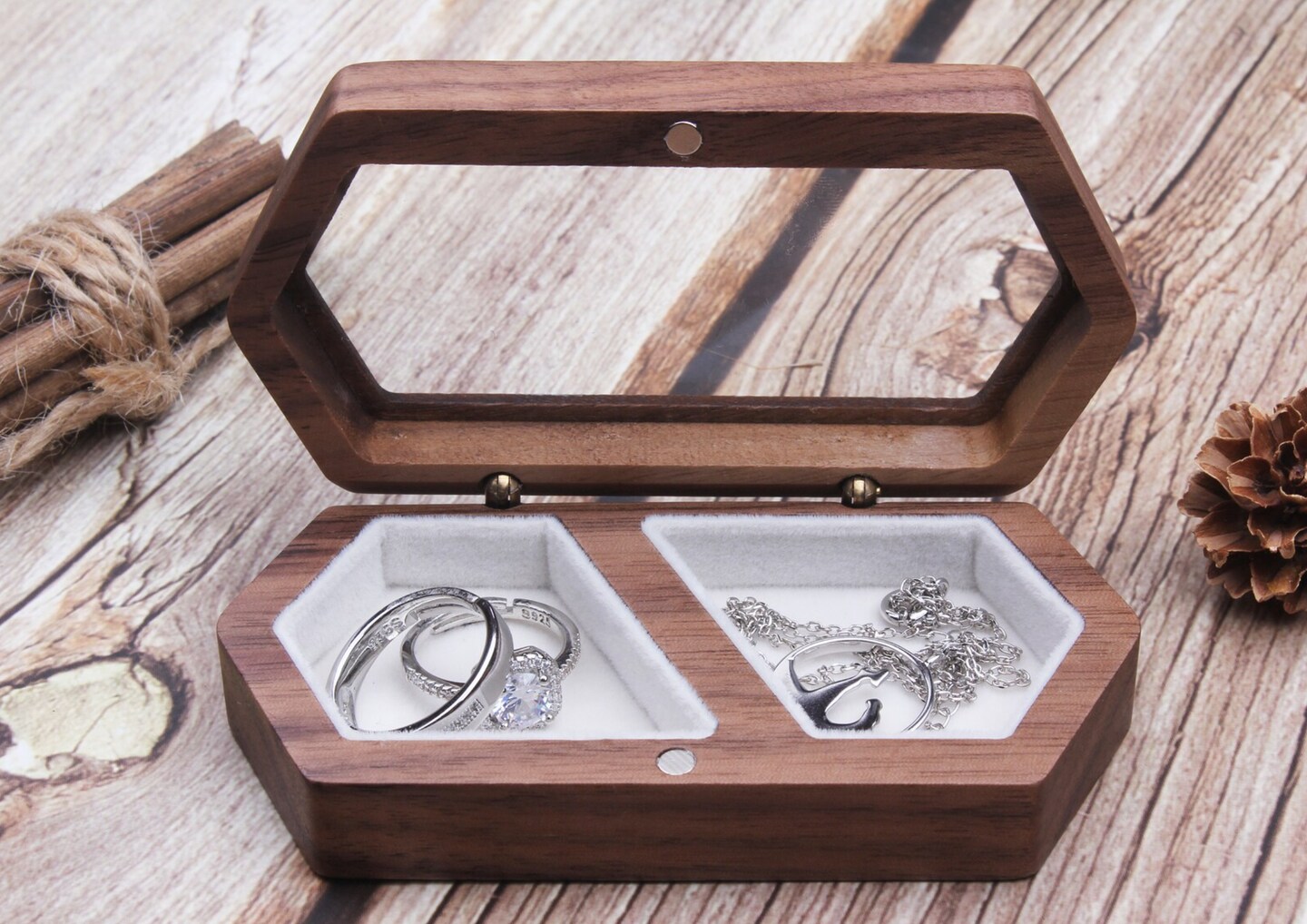 Wooden Ring Box with Sunroof Wedding Ring Box Ring Box For