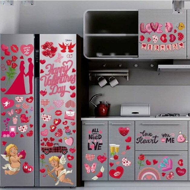 Removable Vinyl Window Sticker Valentine's Day Heart Window Clings Decorations
