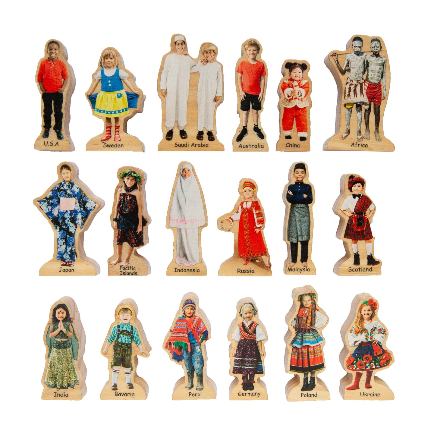 People Around the World Wooden Blocks - Set of 18 - Ages 1+