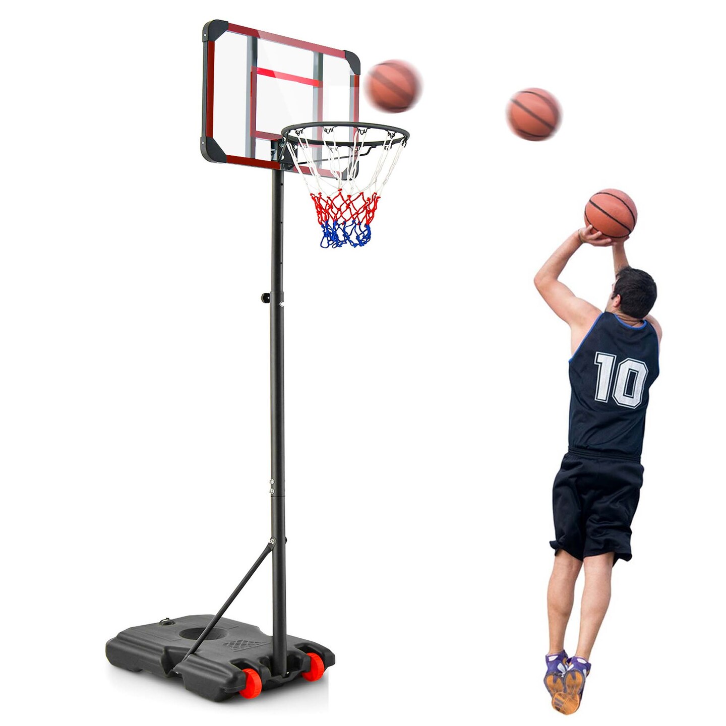 Costway Portable Basketball Hoop Stand 6.3FT-8.1FT Adjustable withWheels &#x26; Edge Protectors