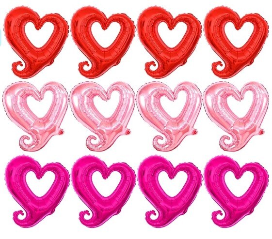 Pack of 12 Heart Shaped Balloons for Valentine's Day Decorations