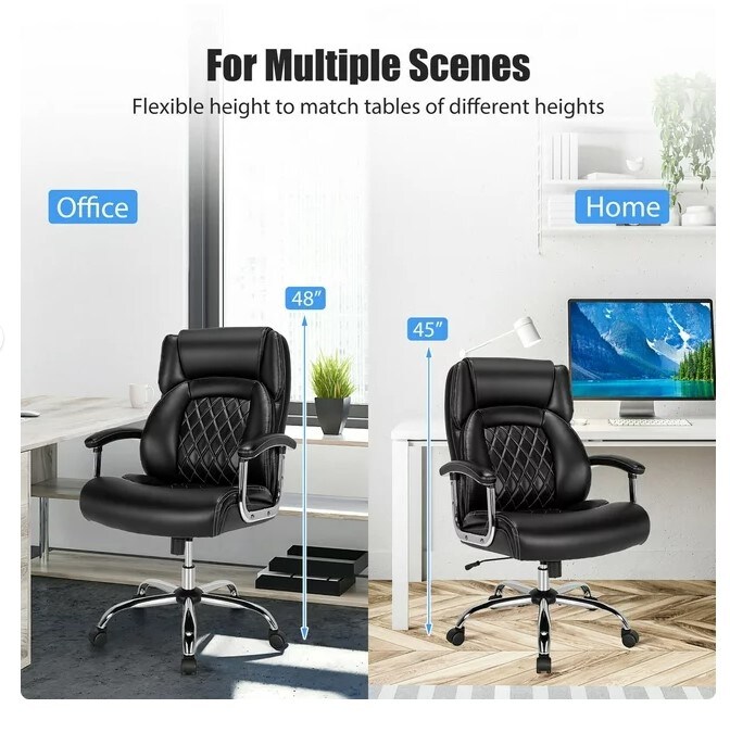 Adjustable Leather Task Chair 500LBS High Back Big &#x26; Tall Office Chair