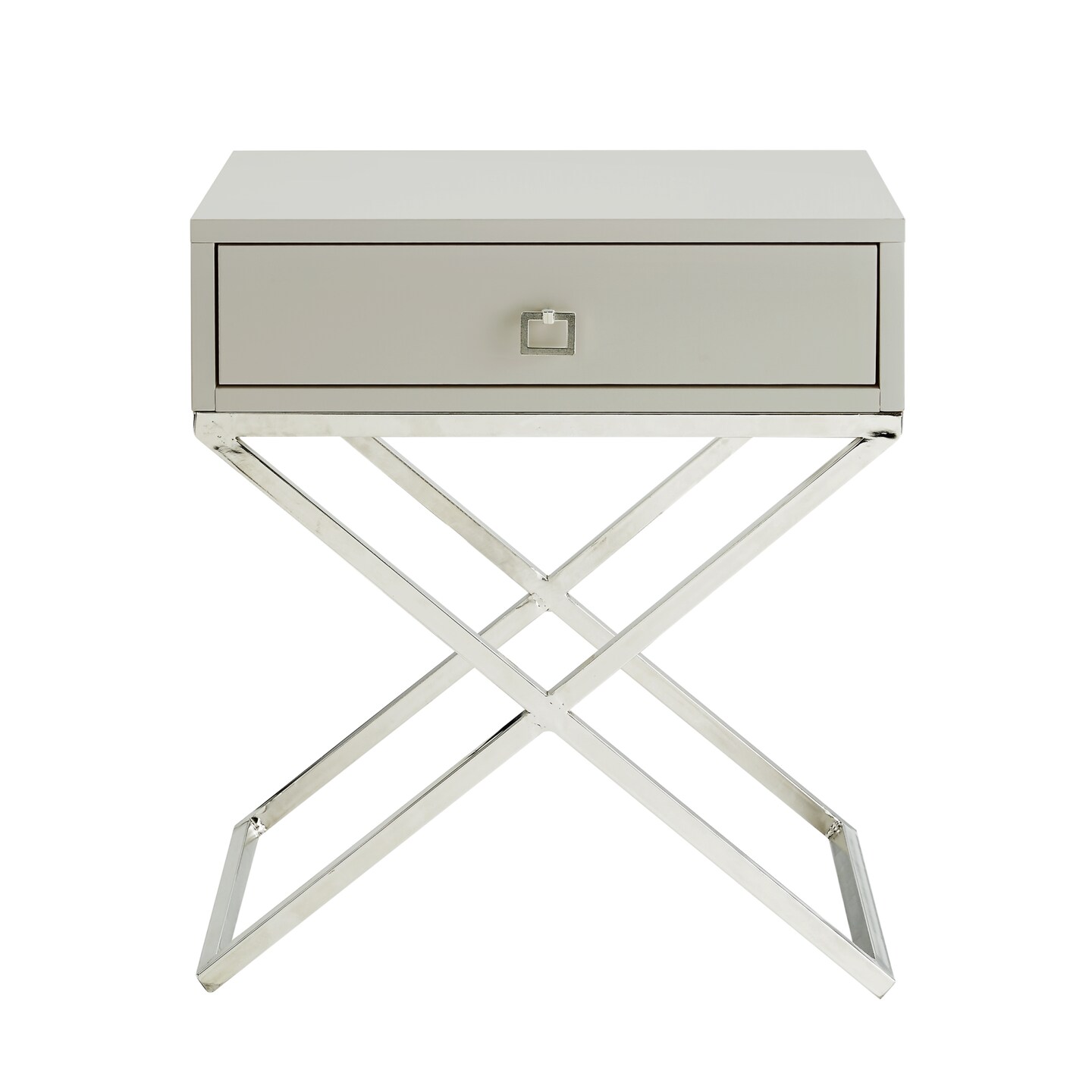 Laila Modern Square Lacquered Metal X-Leg Side/Accent Table/ Nightstand