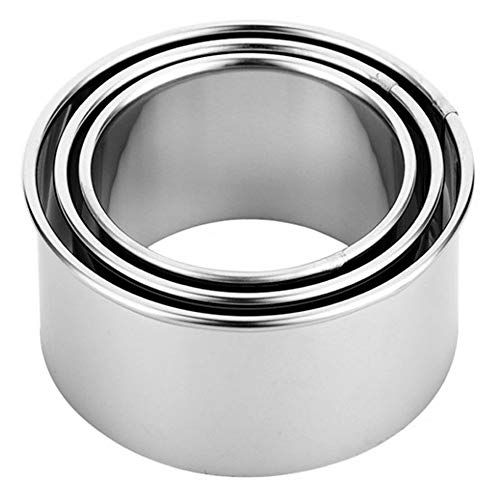 3 Pieces Cookie Cutters - Biscuit Cutters/Stainless Steel Dumpling Cutters/Cake Pastry Cutters/Cake Cookie Scone Cutters Molds stamps for Cooking Baking Round Edge)