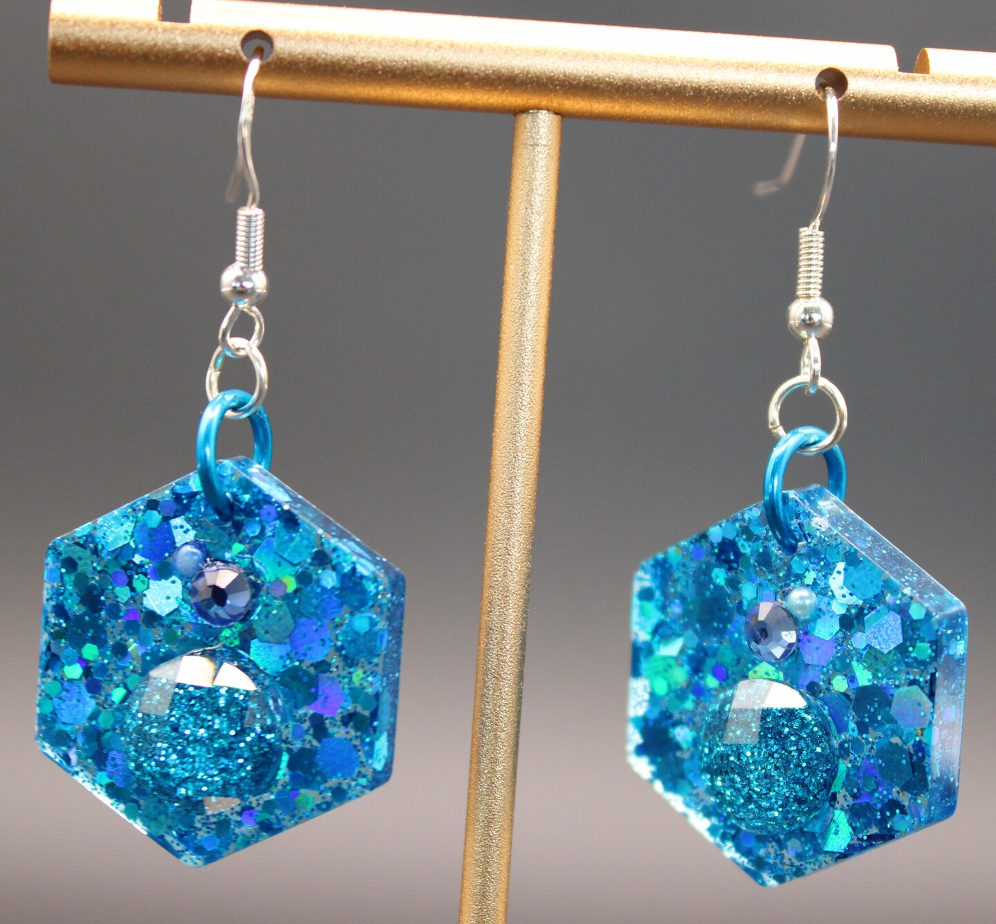 Blue resin sale earrings