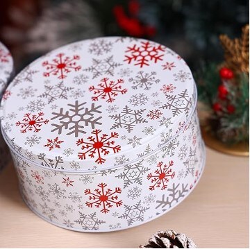 Cookie Tin Round Storage Tins, 3Pcs Extra Thick Metal - Large, Medium, and Small Sizes, for Christmas Gift Giving