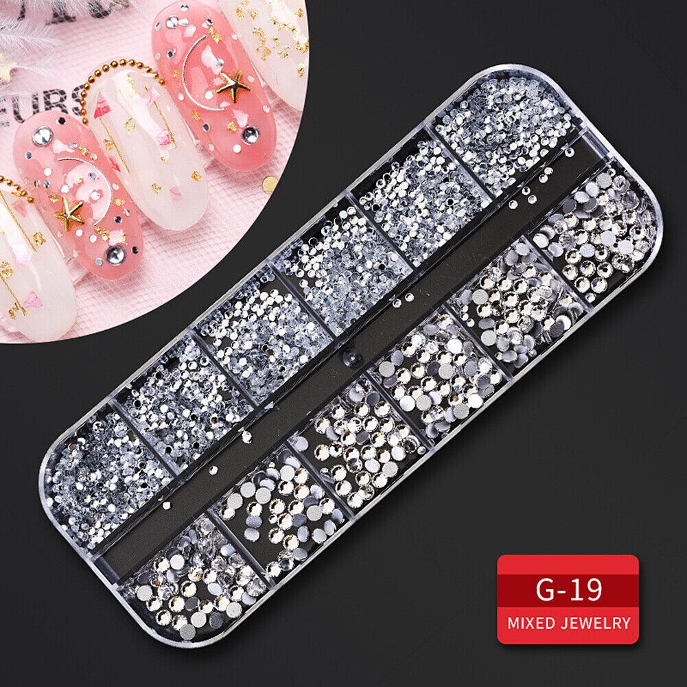 Kitcheniva Nail Glitter Flakes Sequins Rhinestones Pearl Nail Art Decorations