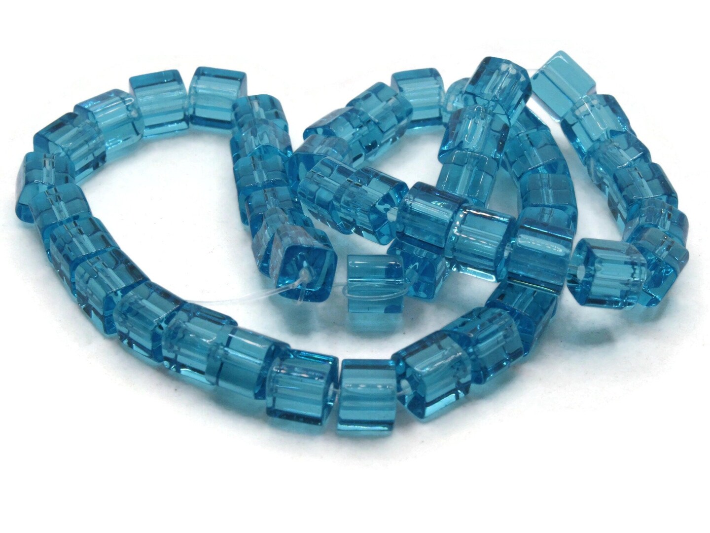 50 6mm Sky Blue Glass Cube Beads