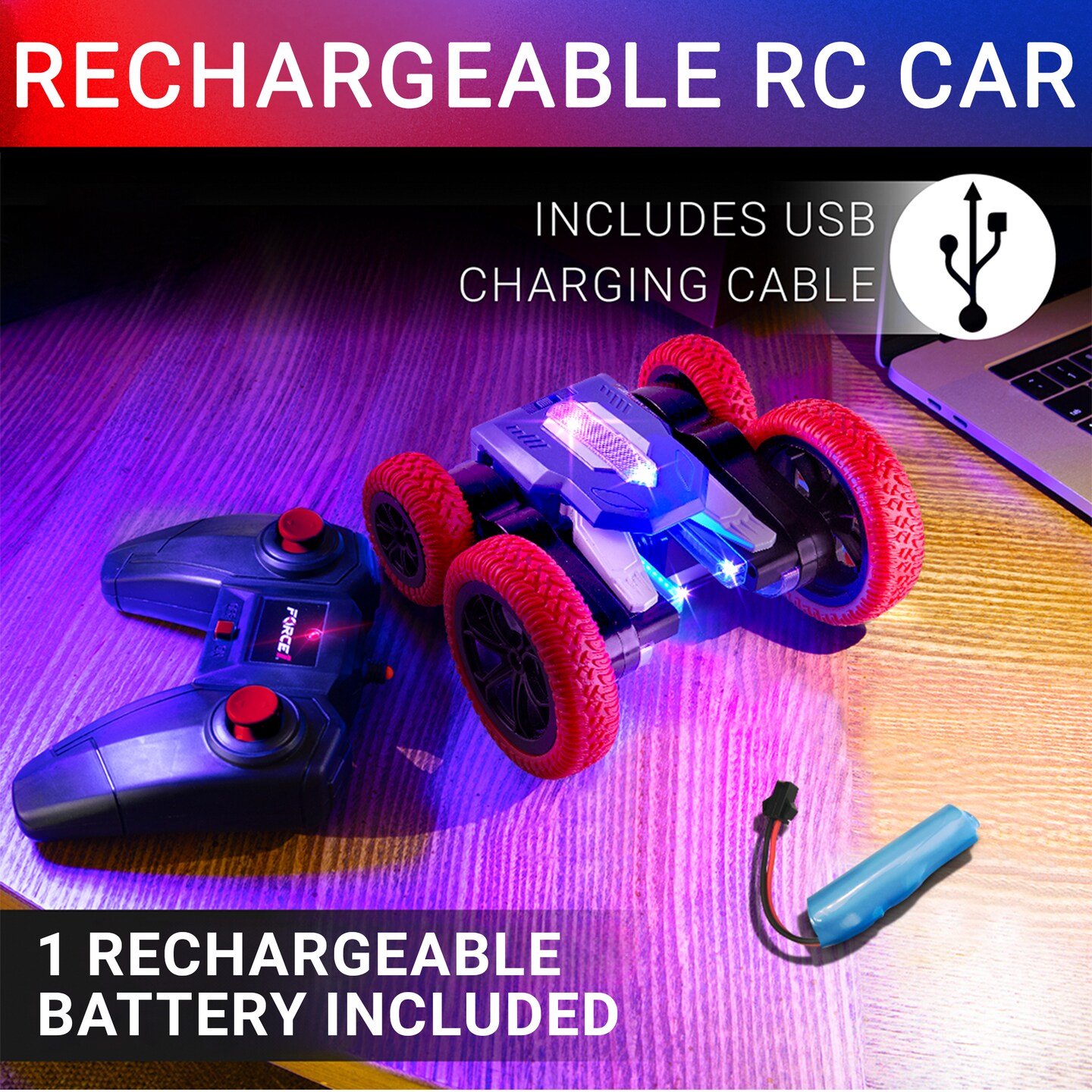 Force1 Tornado+ LED Remote Control Car for Kids
